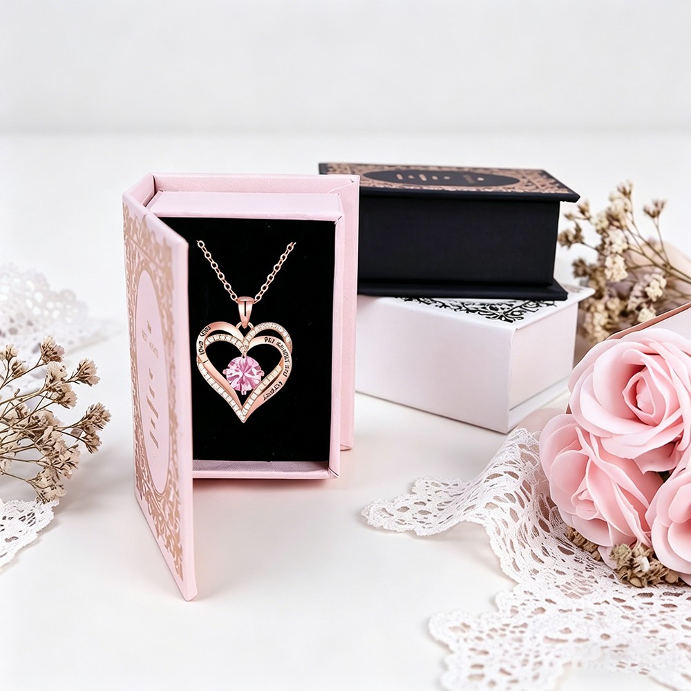 Jewelry Making Journal - Heart Luxury Pink Pendant Necklaces With