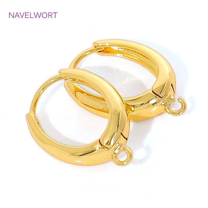 Jewelry Making Articles - 18K Gold Plated Brass Earwires Fasteners,Oval