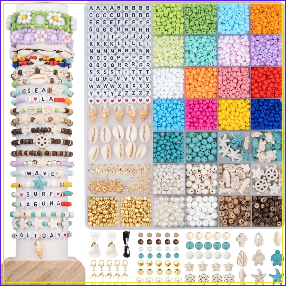 Jewelry Making Kit For Beginners - 6000pcs 4mm Glass Beads for Bracelet