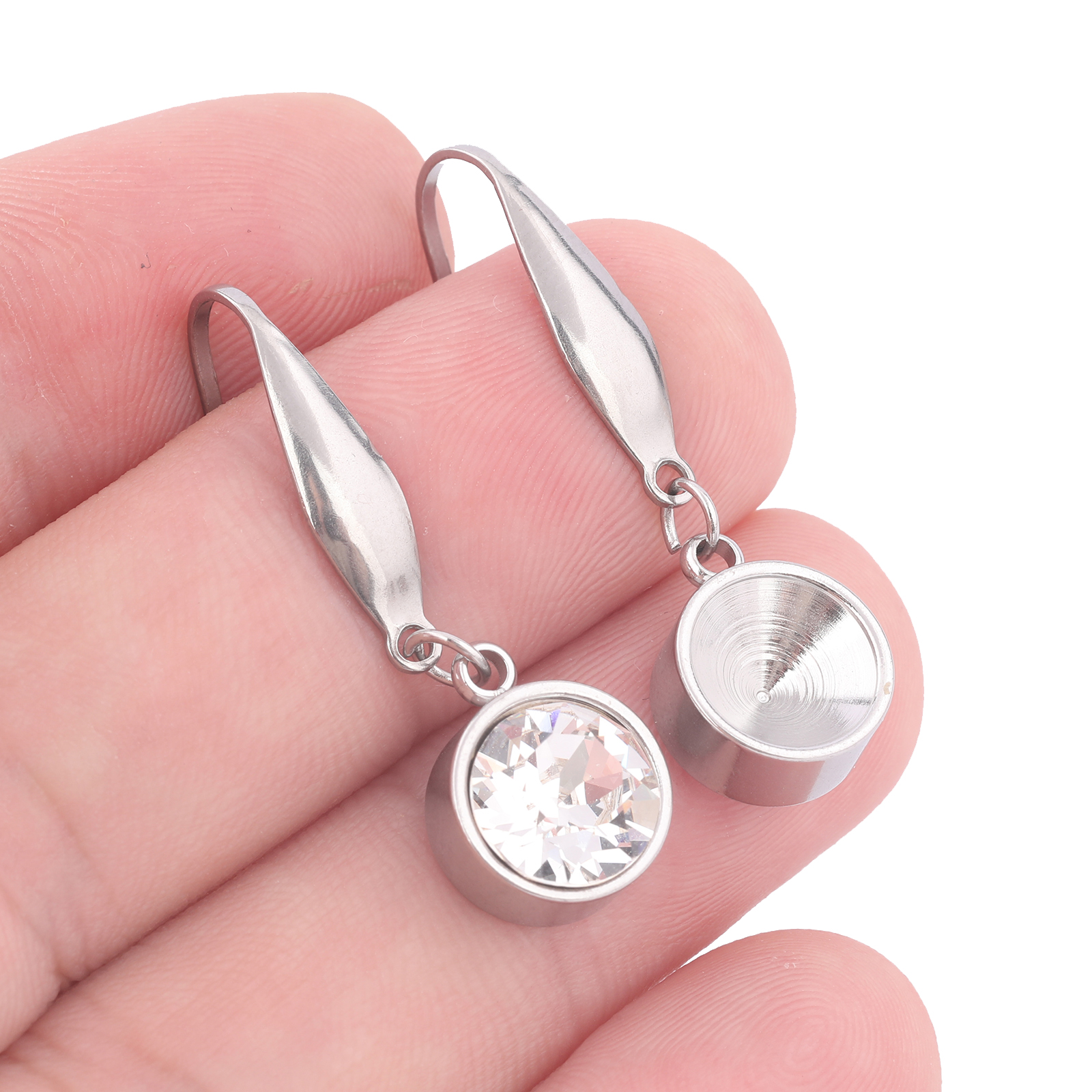 Jewelry Making Stones - 10pcs Stainless Steel Earring Setting Bezel