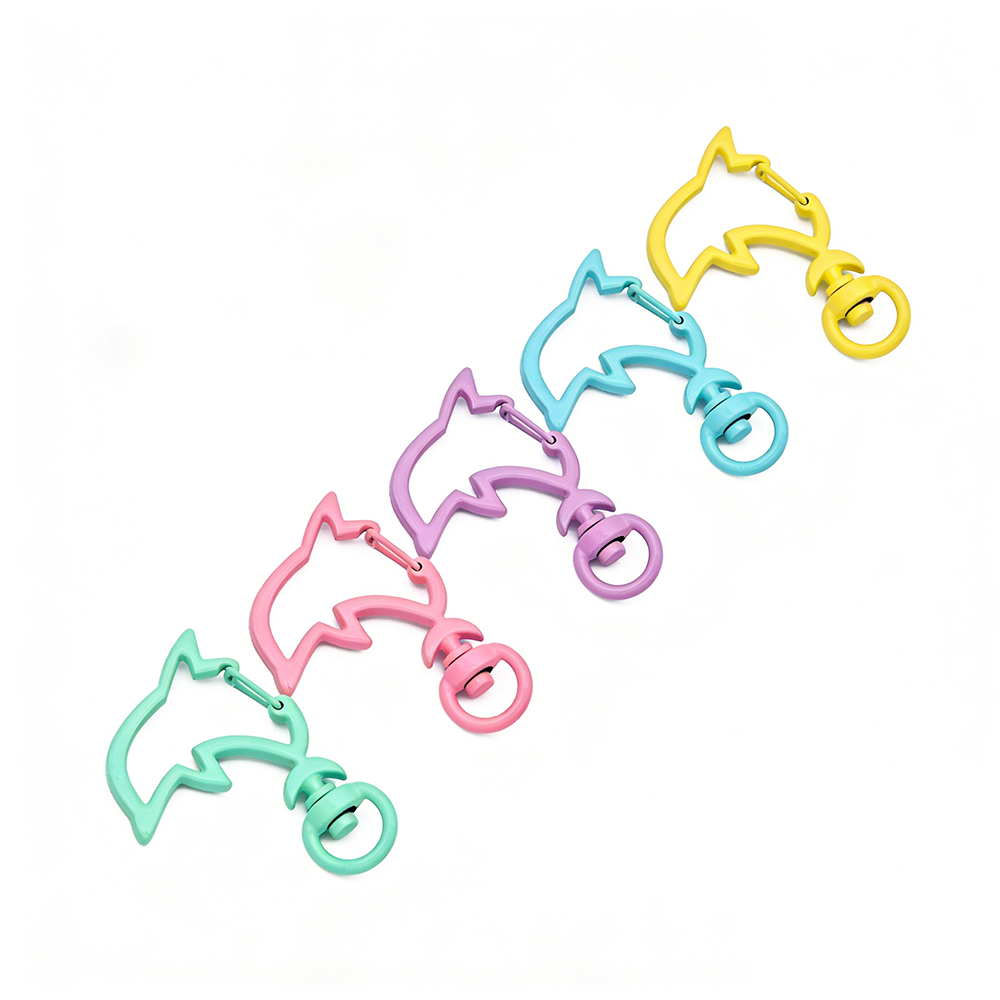 Jewelry Making Articles - 10pcs Candy Colors Metal Dolphin Snap