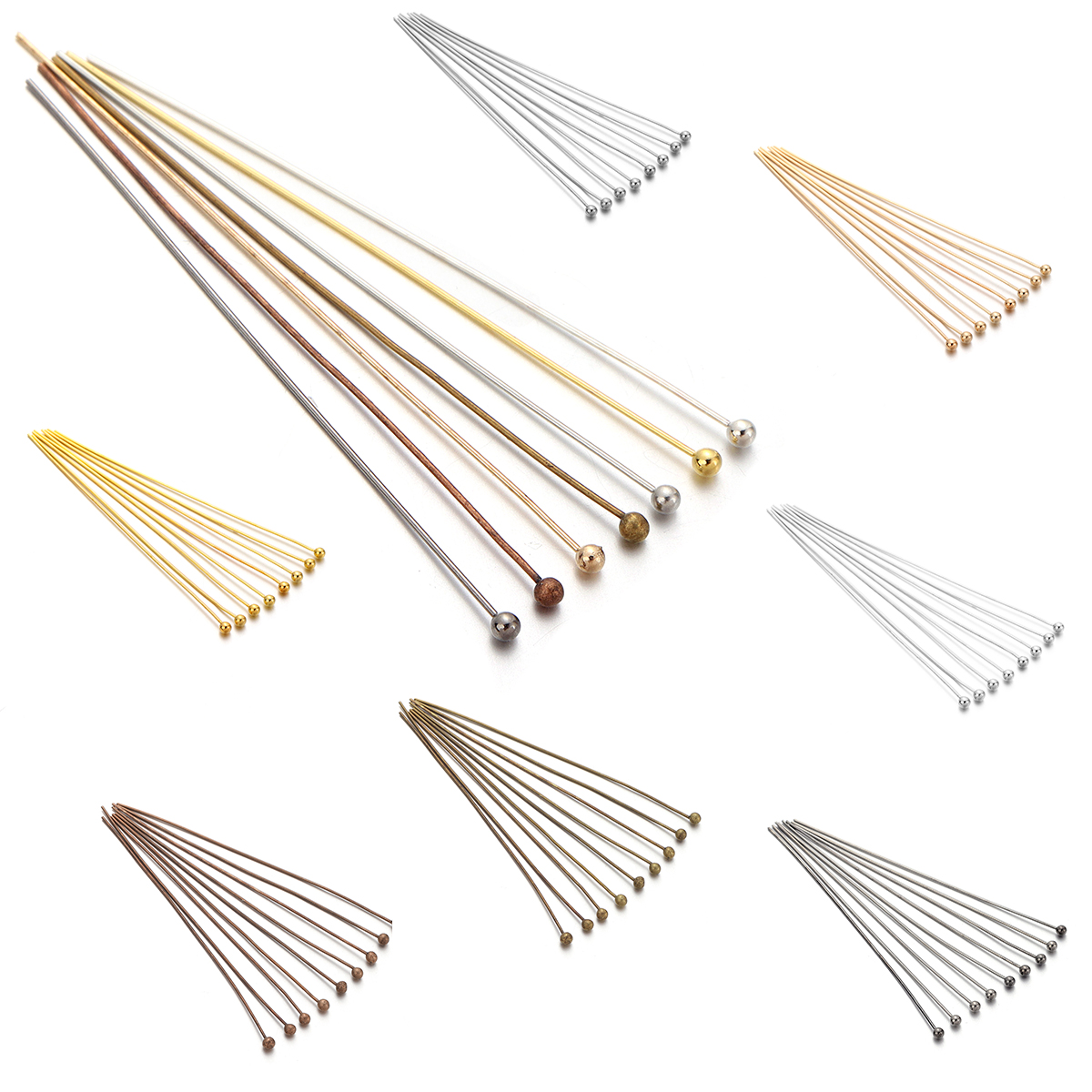 Jewelry Making Articles - 100/200pcs Copper Ball Head Pins Gold