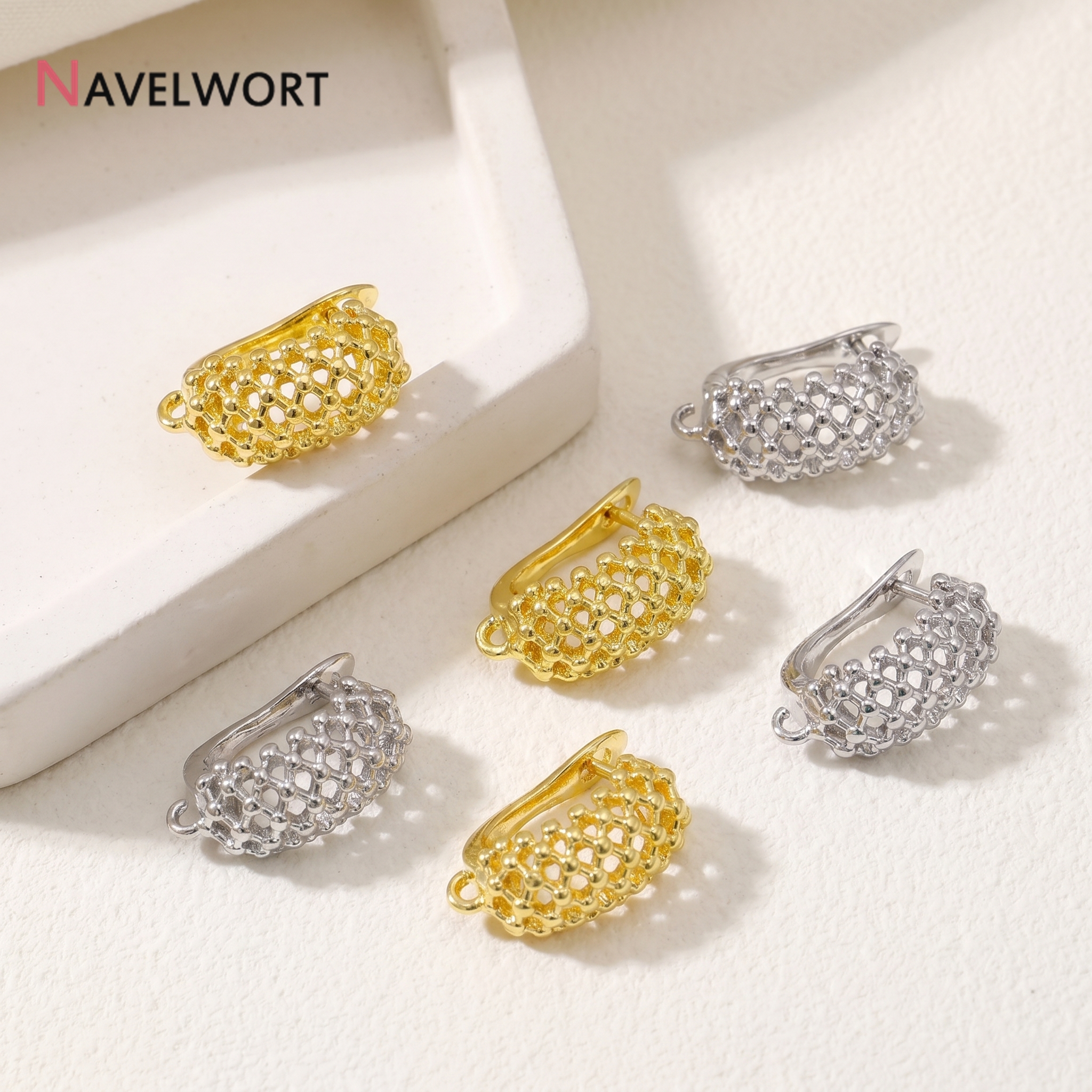 Jewelry Making Articles - 18K Gold Plated Brass Hollow Shvenzy