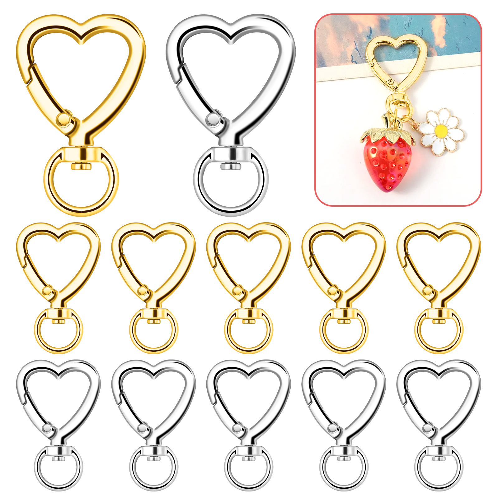 10pcs Metal Heart Lobster Claw - Jewelry Making Hoops reseña y precio