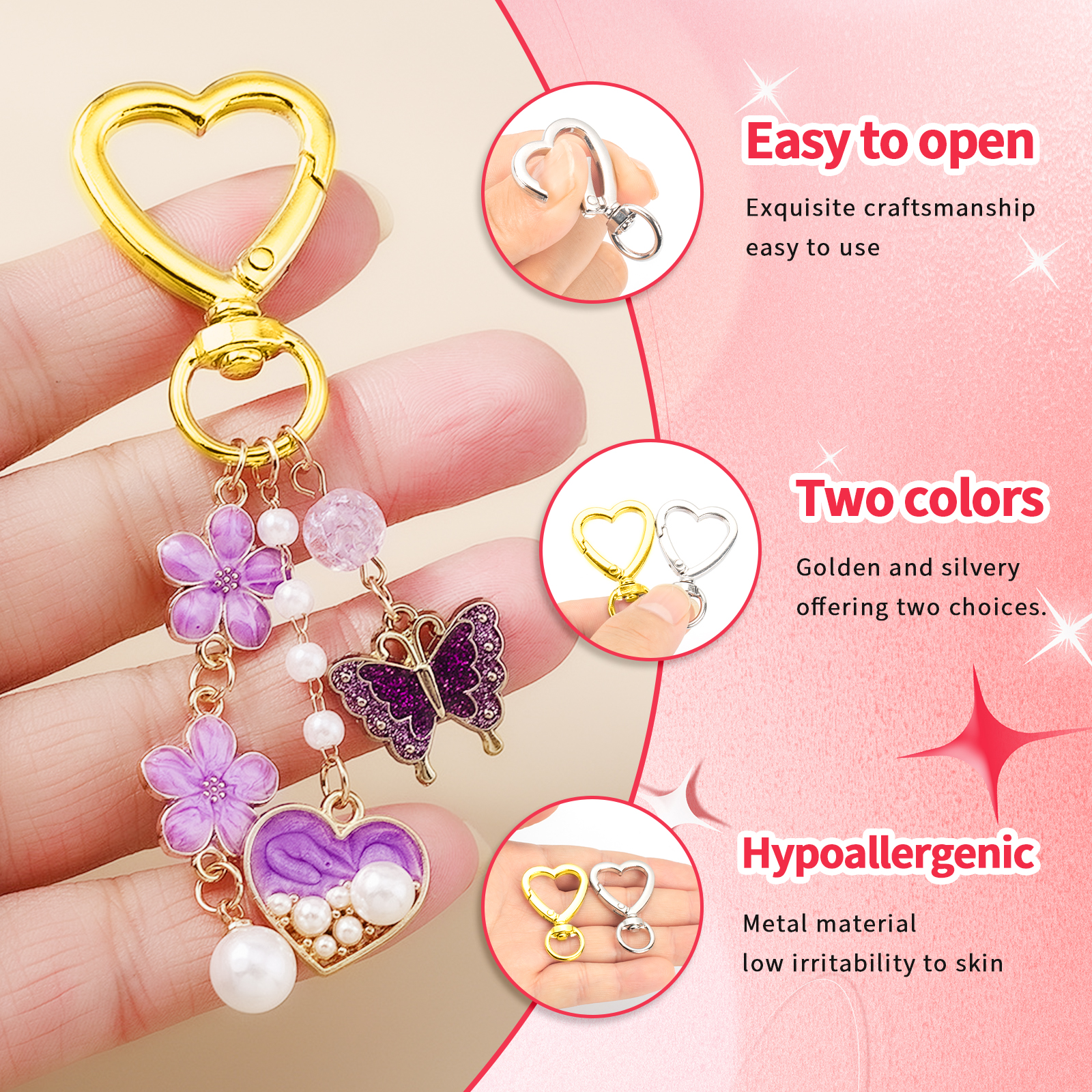 10pcs Metal Heart Lobster Claw - Jewelry Making Hoops reseña y precio