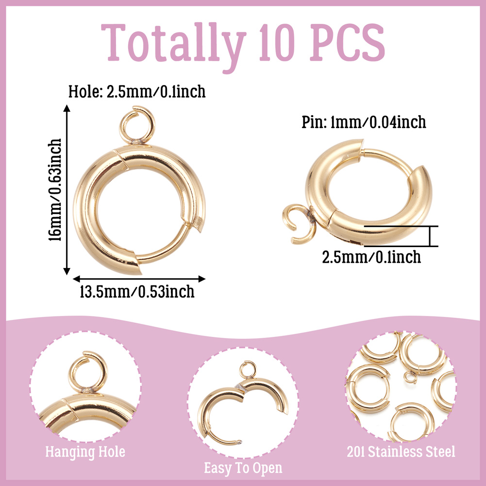10pcs 201 Stainless Steel Hugg - Jewelry Making Hoops reseña y precio