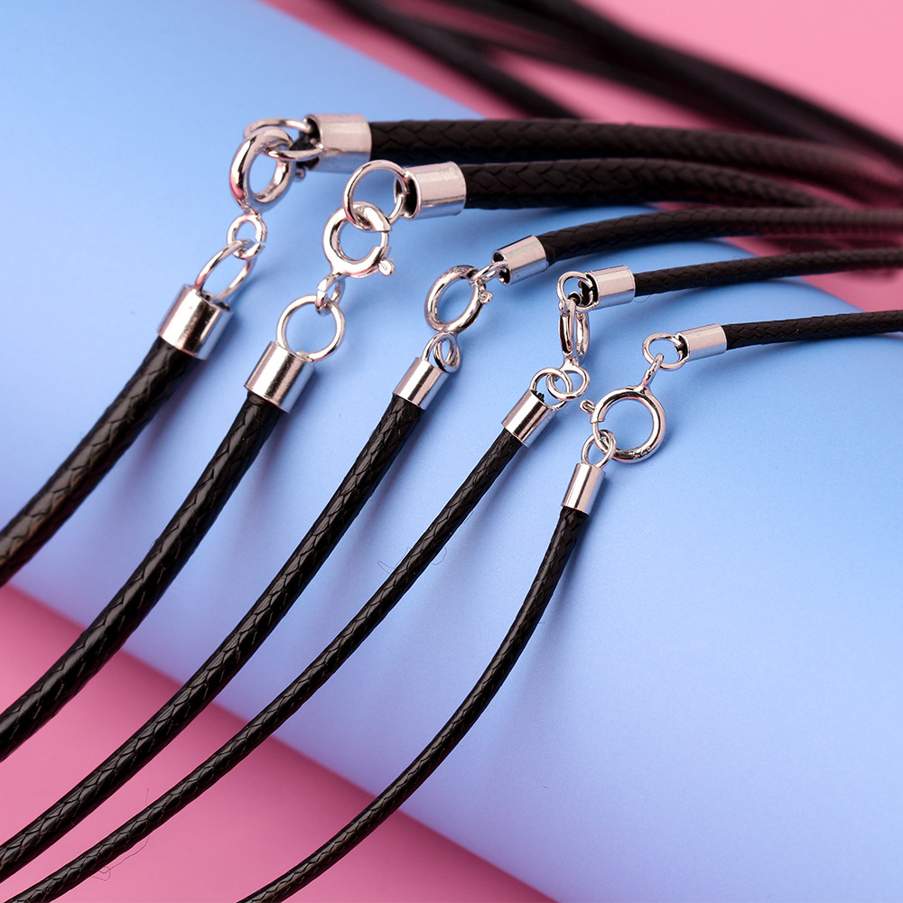 925 Silver Black Braided Leath - Jewelry Making In La reseña y precio